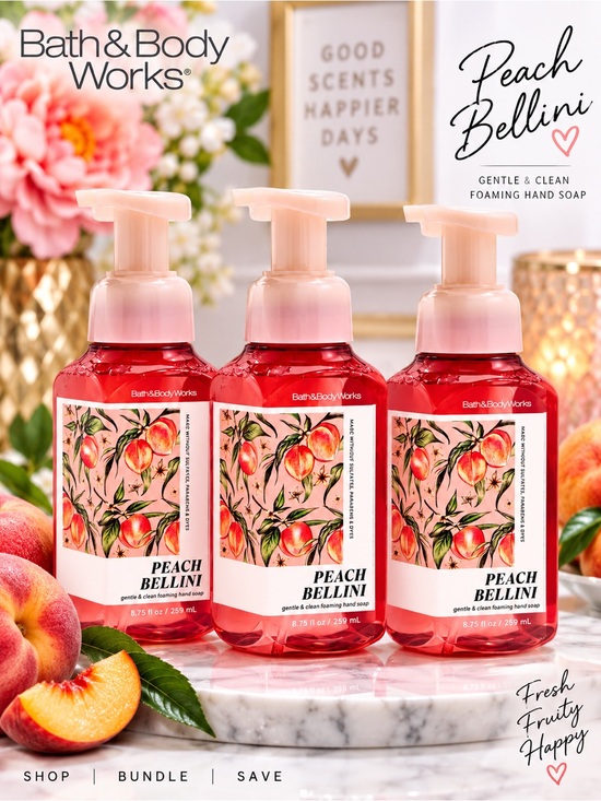 Other - Bath & Body Works Peach Bellini Foaming Hand Soap Lot of 3 New 8.75 oz Amazing